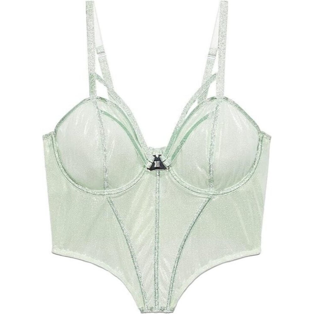 Savage x Fenty Rihanna Going Platinum Mesh Bustier Green Mist ( S )